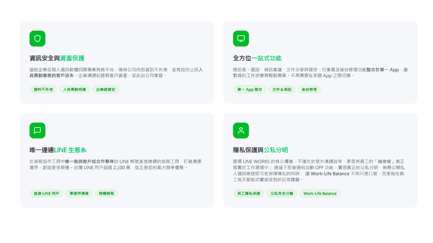 LINE WORKS 企業協作平台四項主要優勢